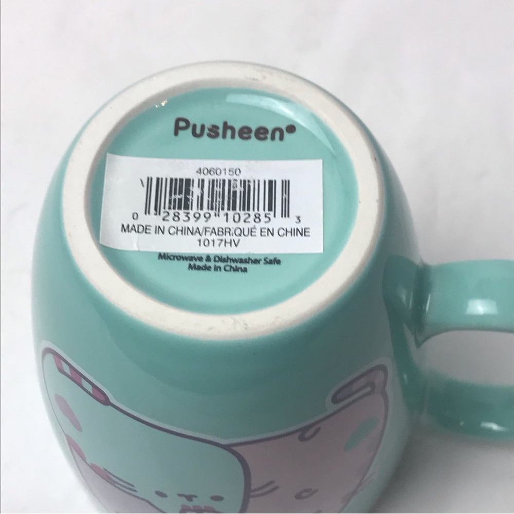 Turquoise Pusheen Ceramic Cat Mug Kawaii - Picture 6 of 6